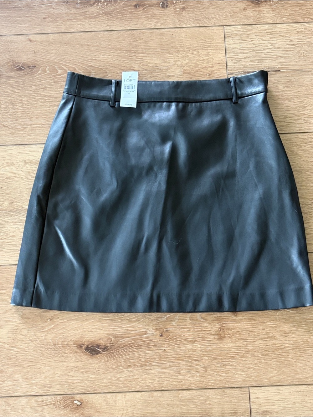 LOFT Black Faux Leather Mini Skirt with Belt Loops